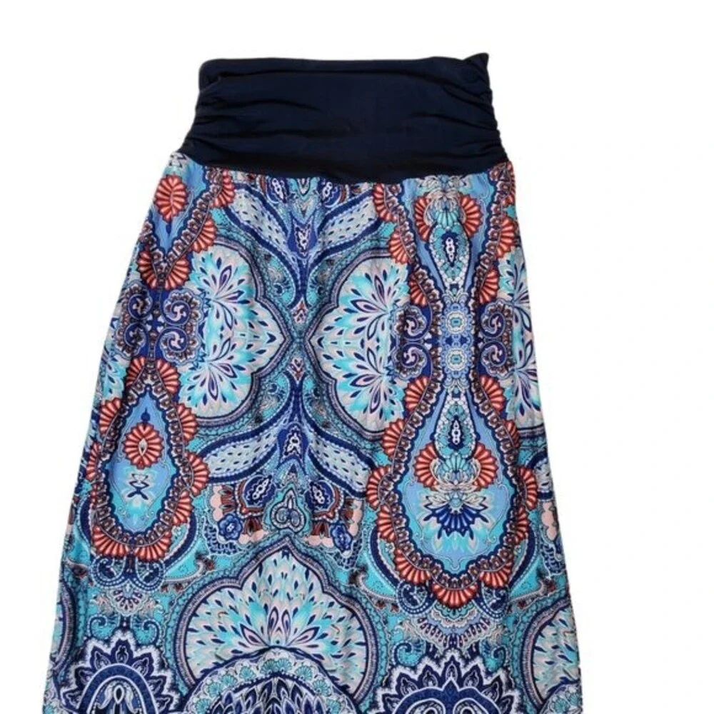 Apt 9 blue paisley floral stretchy maxi skirt sz L